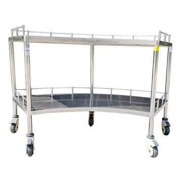 Medical Two-Layer Stainless Steel Treatment Cart Emergency Trolley